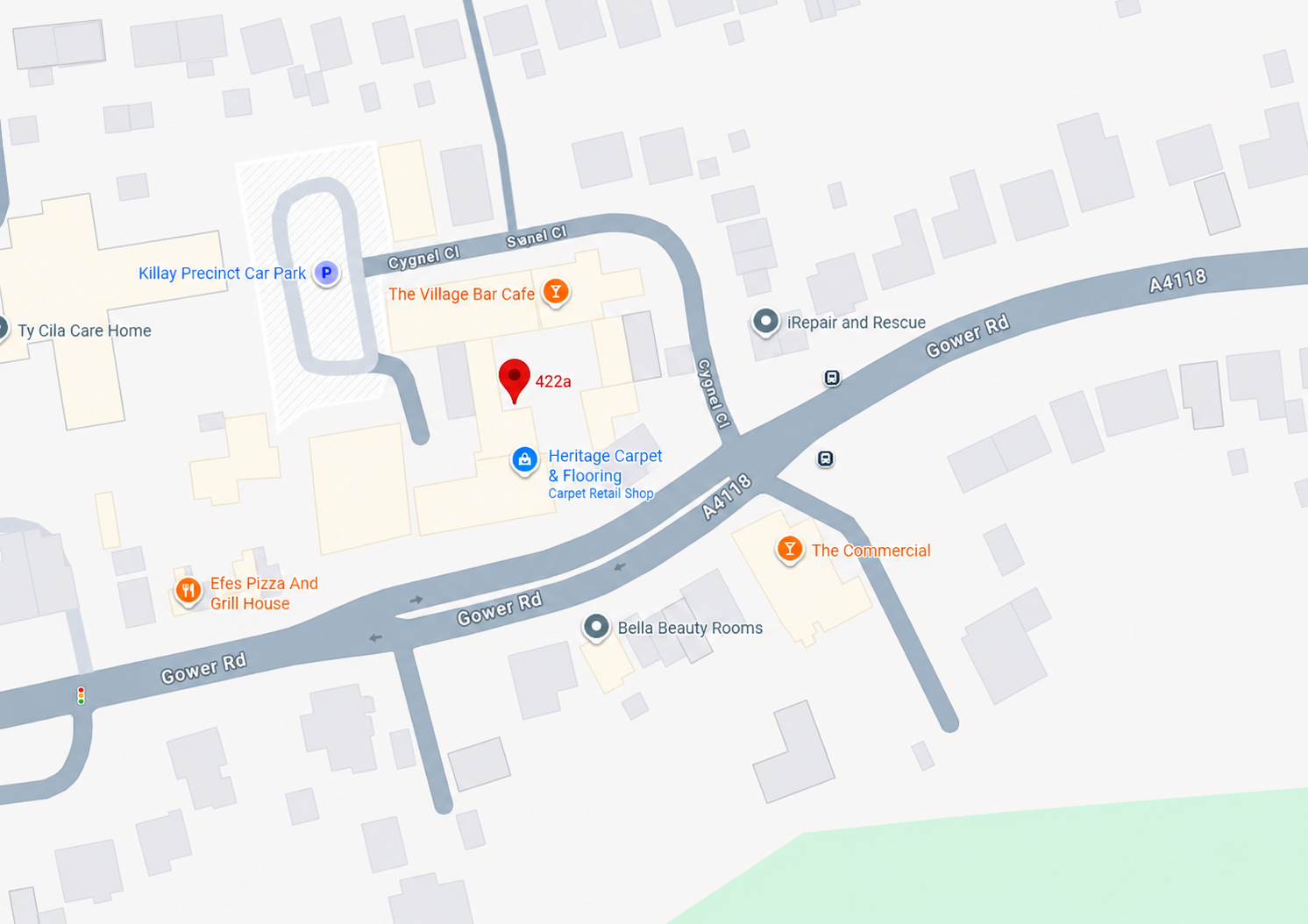 Map placeholder — 422A Gower Road, Killay, Swansea SA2 7AJ